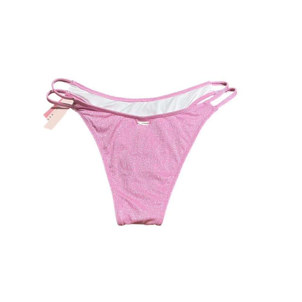 Victorias Secret Pink Sparkly Bikini Bottom Medium‎ Double Strap Lining - Picture 7 of 11
